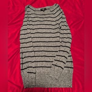 Moschino Gray and Black Striped Crew Neck Sweater